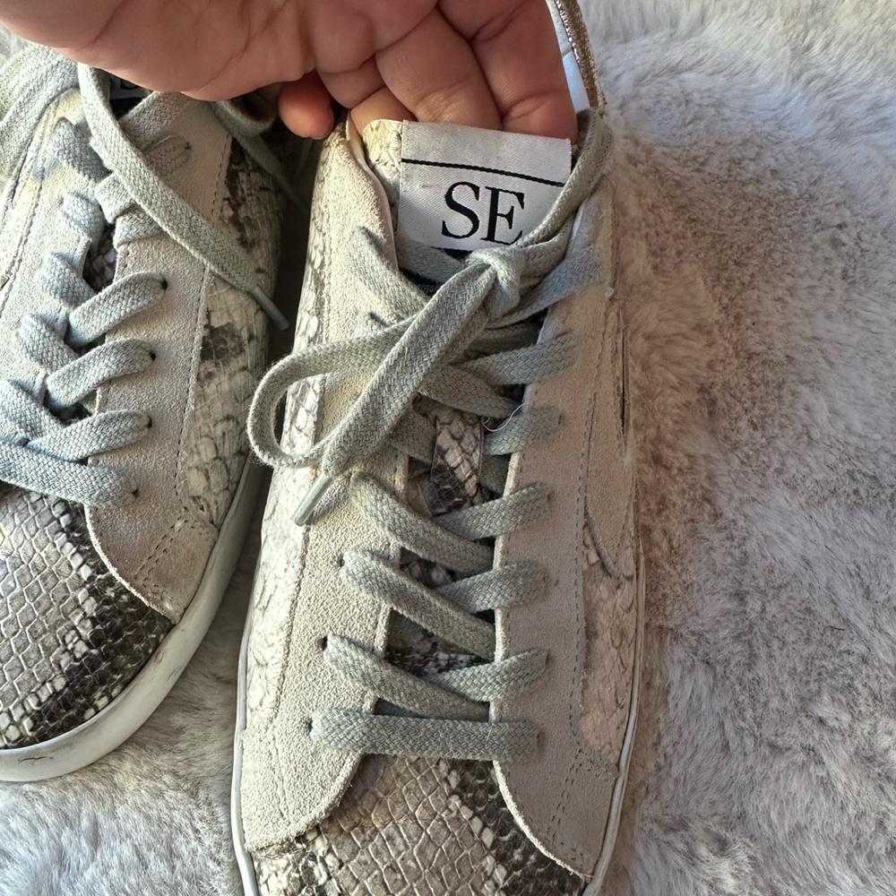Sam Edelman Snakeskin Pattern Sneakers - Gray and White - Picture 4 of 15